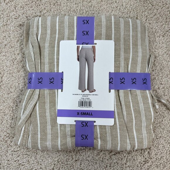 Briggs Ladies Pants XS Linen Blend Pull On Loose Fit White Tan Casual Career NWT - Picture 4 of 6